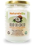 Olio di Cocco Biologico Vergine 500 ml. Crudo e Spremuto a Freddo. Organico e Naturale. Bio Nativo e non Raffinato. Paese di Origine Sri Lanka. NATURALEBIO